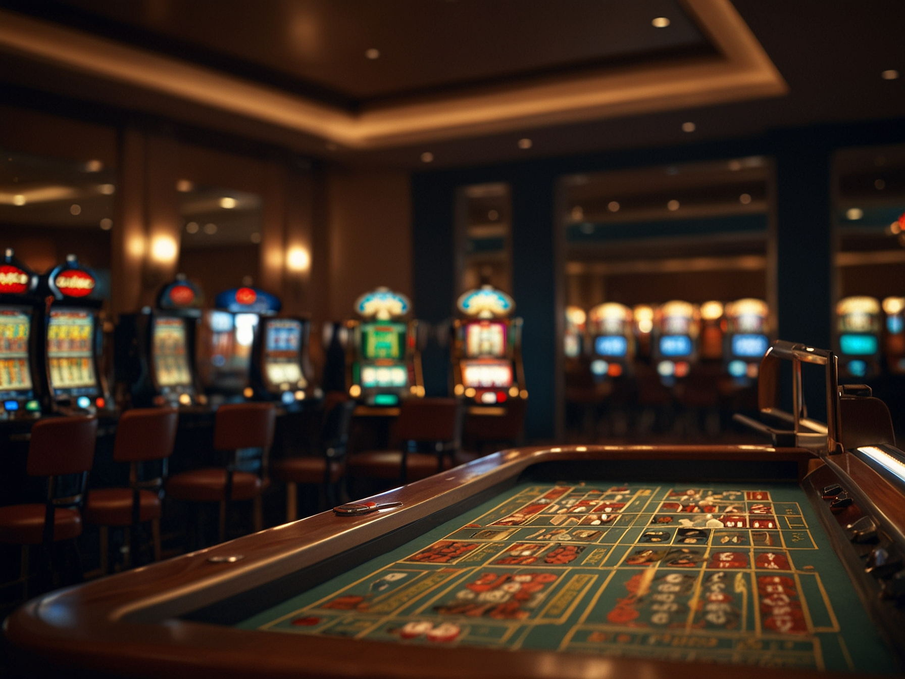 Assortment of slot machines and table games